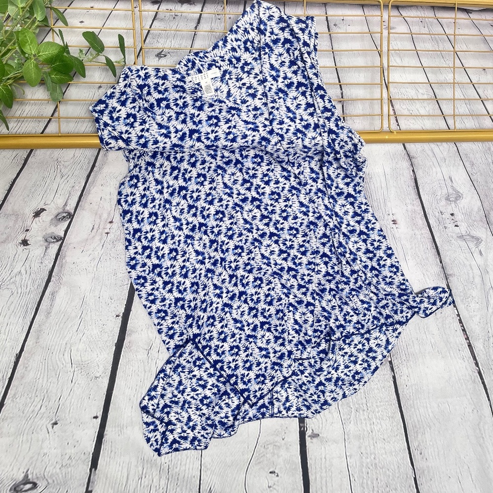 Spence Women's Tunic Blouse Blue and White Size1X